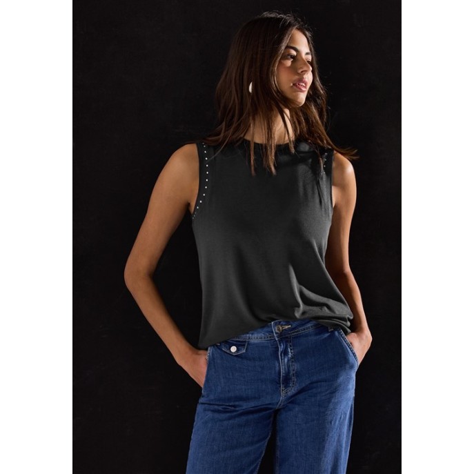 S Street One jersey top studs 323319 Antraciet